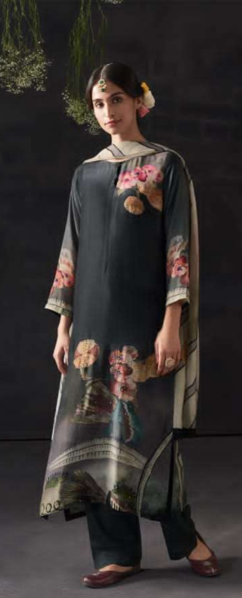 Kashmiri  Silk Digital  Print  With  Handwork  Salwar Suit