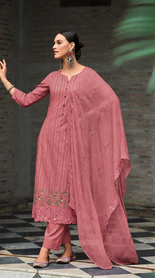 Cotton  Salwar Set-Pink