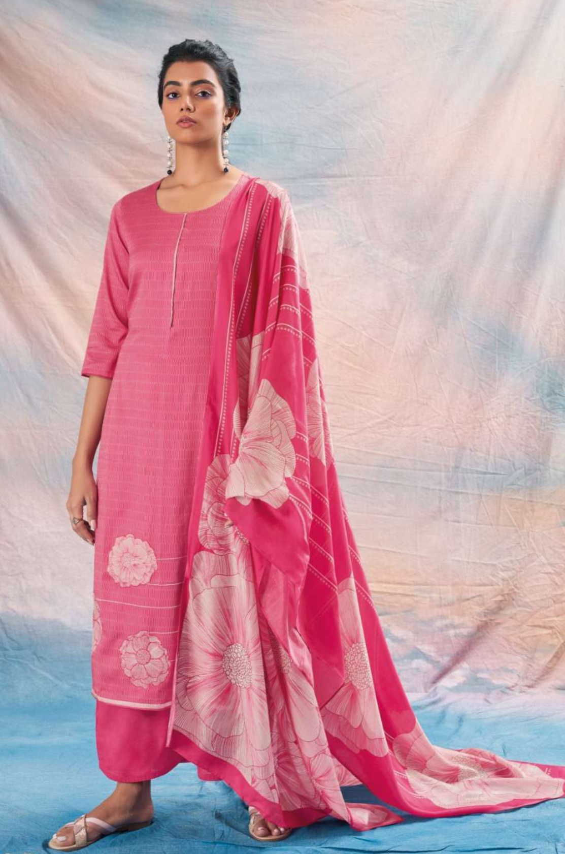 Premium Cotton Silk Printed With Embroidery And Swaroski Work Salwar Suit