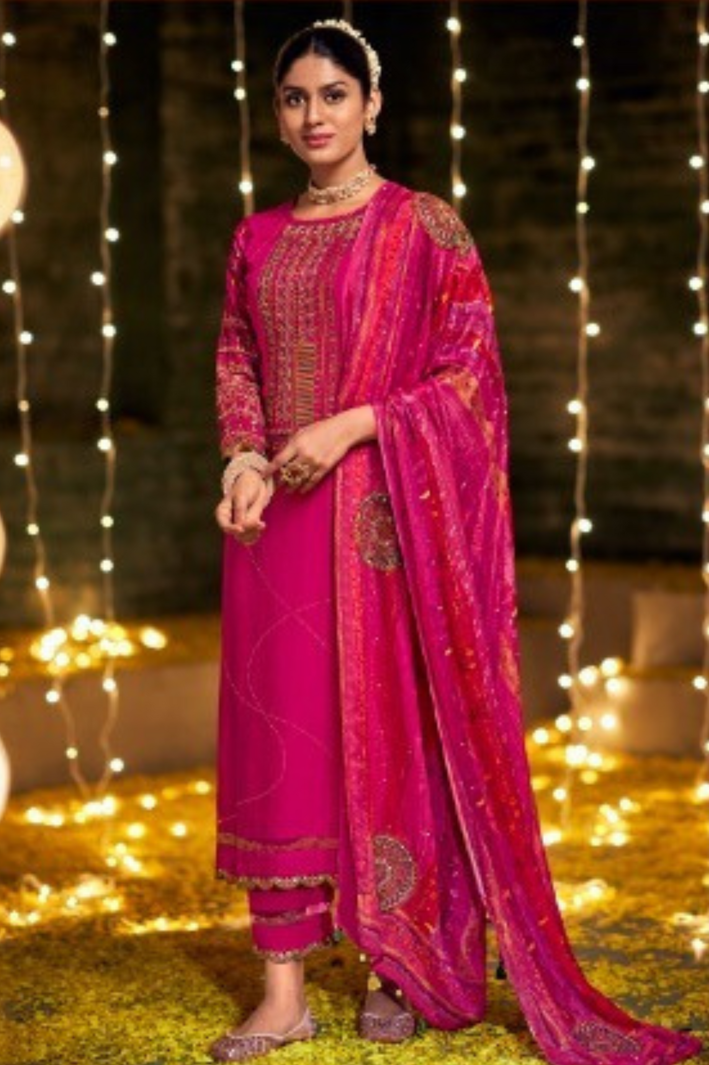 Silk Salwar Set-Pink