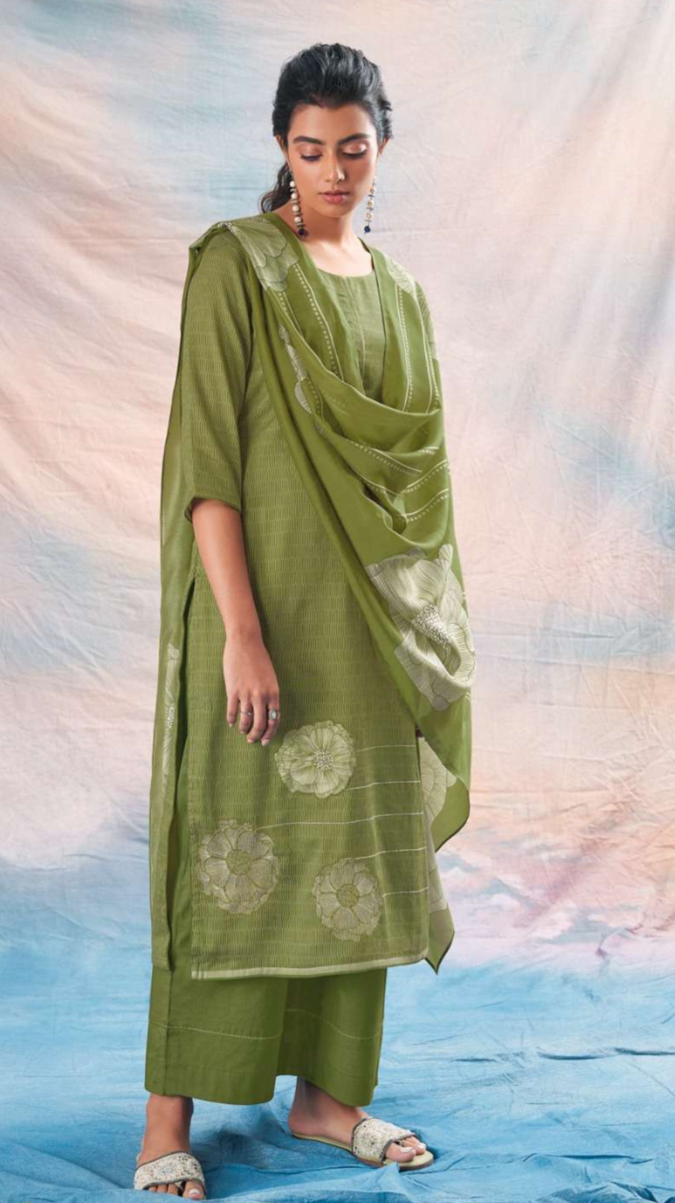 Premium Cotton Silk Printed With Embroidery And Swaroski Work Salwar Suit