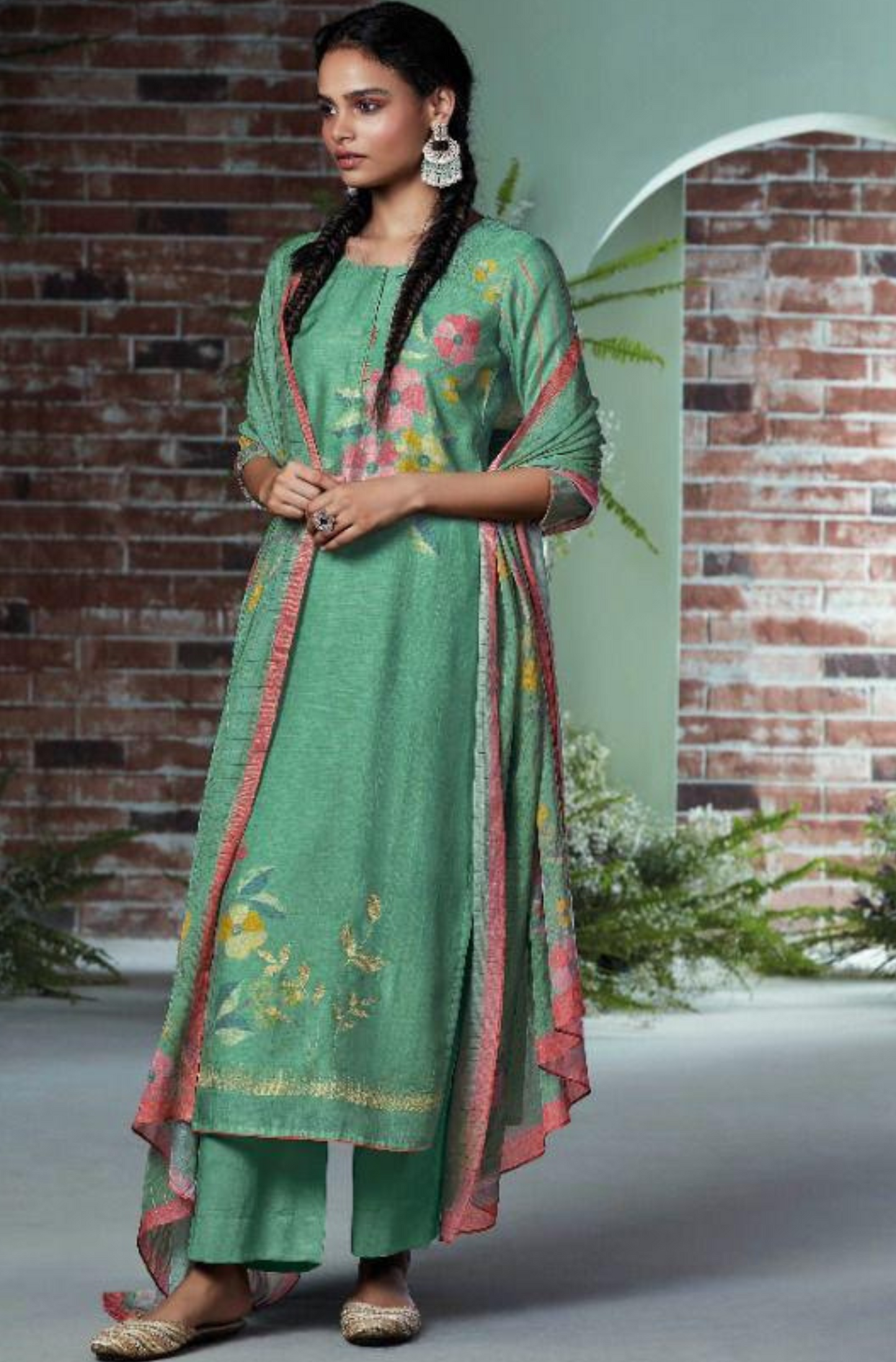 Premium Silk Salwar Set - Green