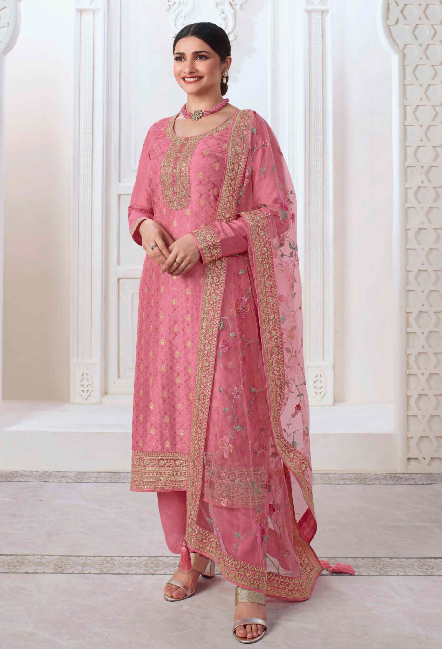 Silk Salwar Set-Pink (B)