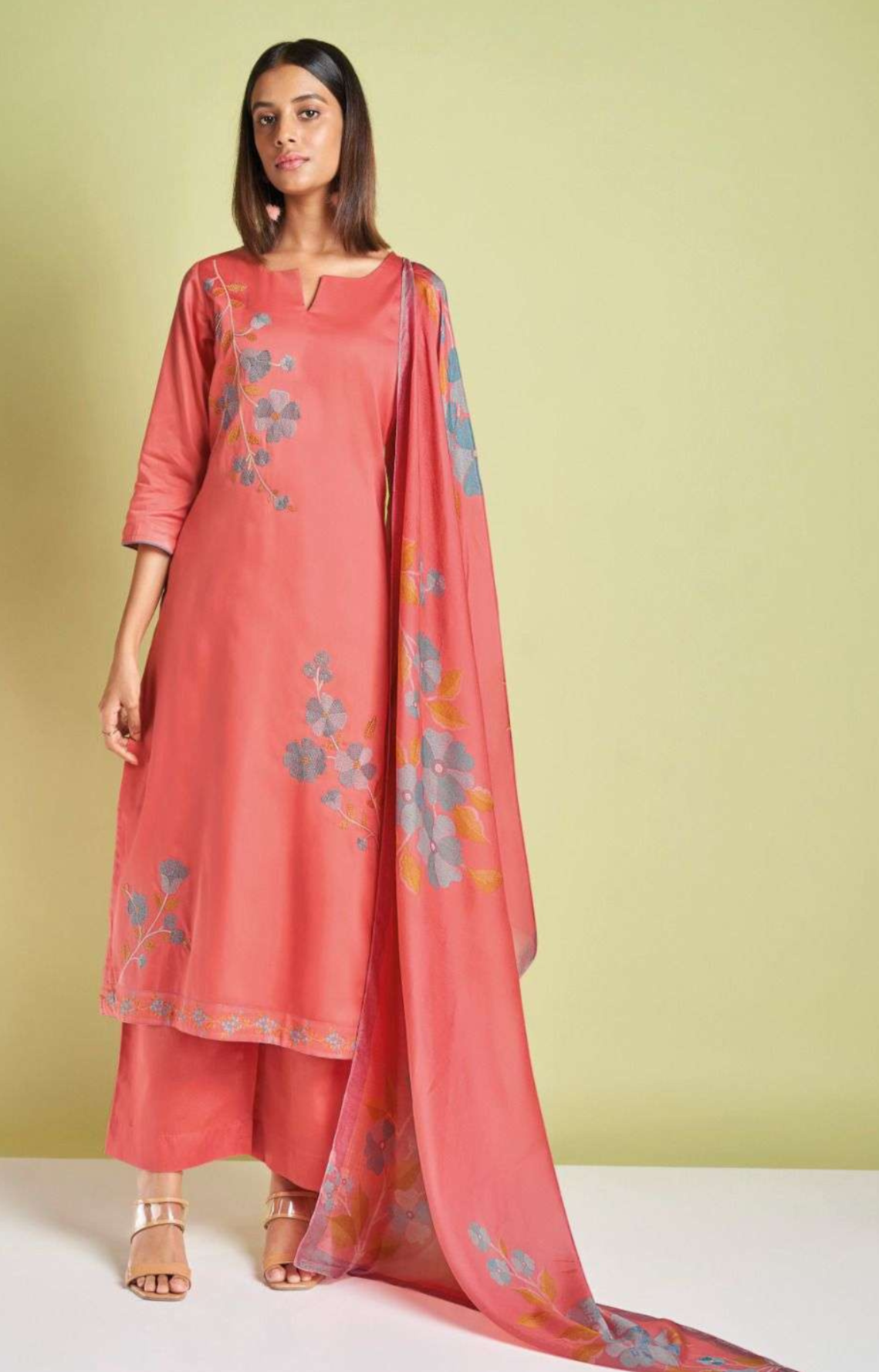 Premium Cotton Silk Solid With Embroidery Salwar Suit