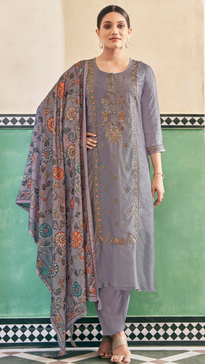Premium Cotton Silk With  Fancy Embroidery Work Salwar suit .