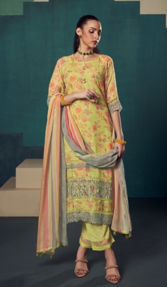 Pure Organza Digital Print With Embroidery Patti  Salwar Suit