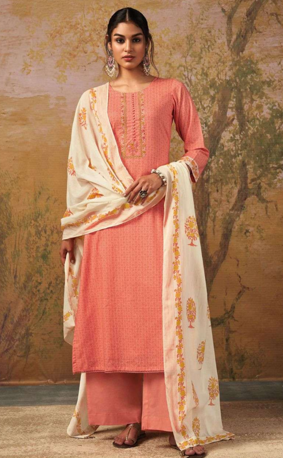 Premium Cotton Printed With Embroidery And Cotton Lace  Salwar Suit