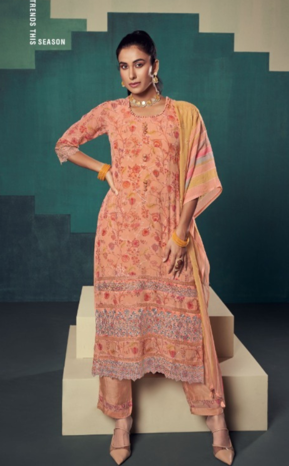 Pure Organza Digital Print With Embroidery Patti  Salwar Suit