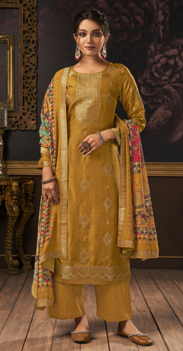 Pure Viscose Dola Jaqaurd Dyed  Salwar Suit