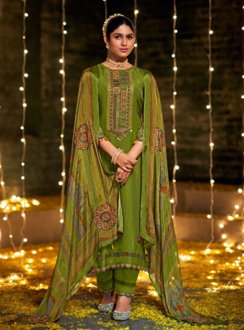 Silk Salwar Set- Green (a)