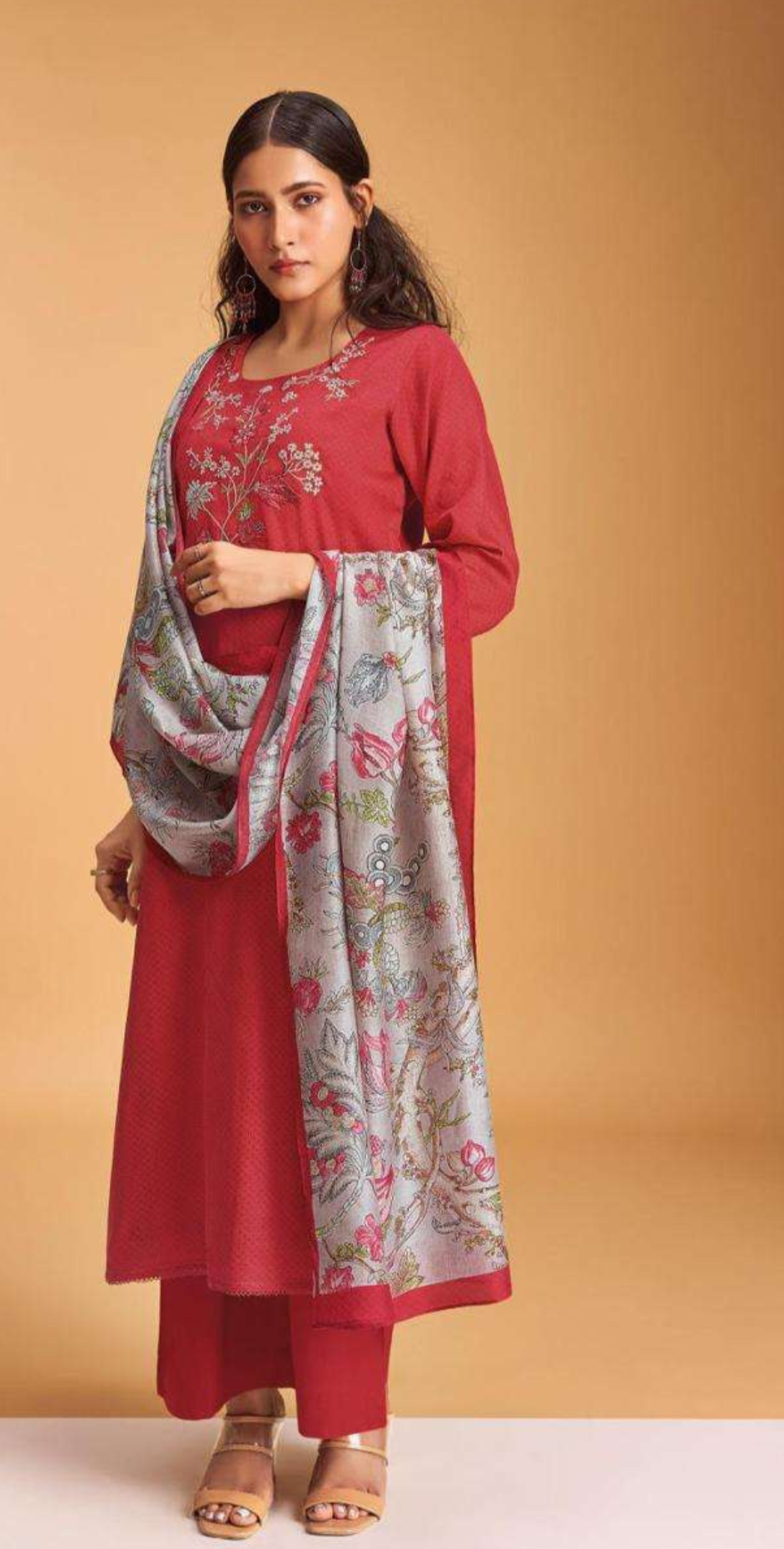 Premium Cotton Silk Printed With Embroidery,Handwork And Lace Unstitched Salwar Suit